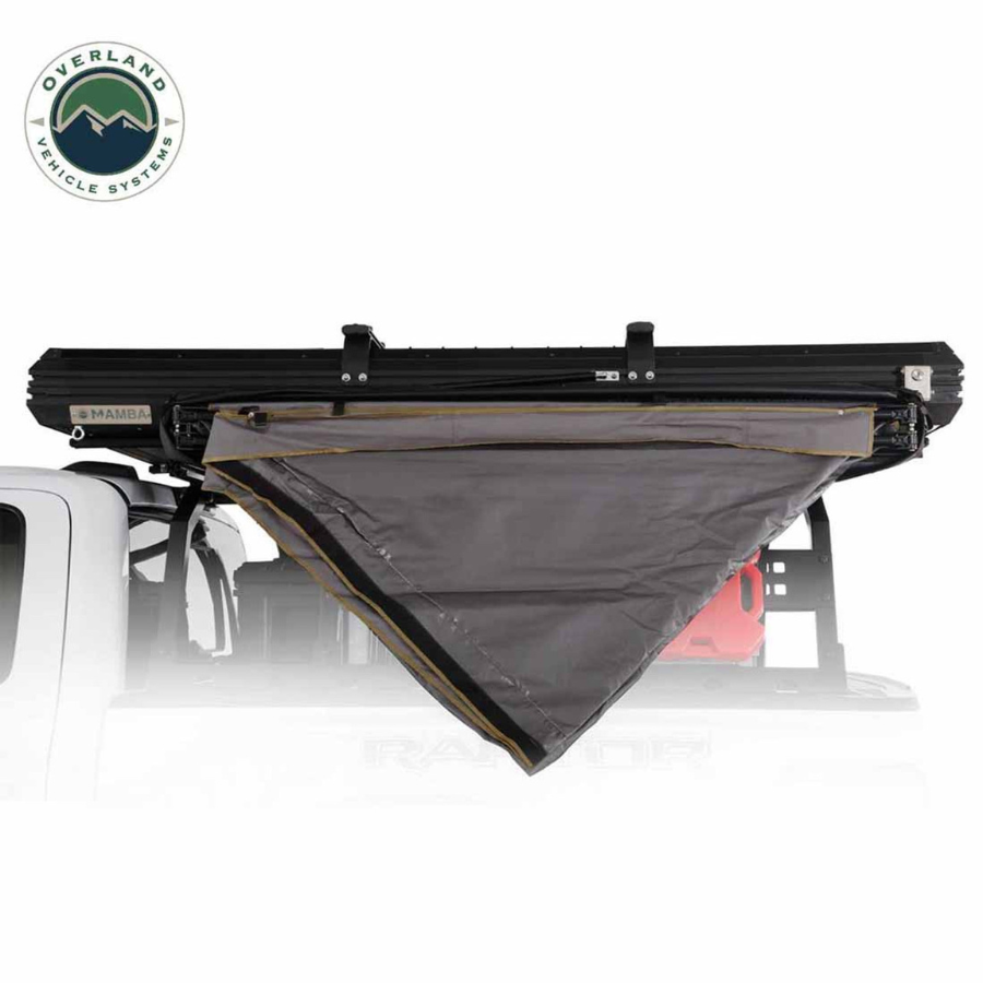 OVS HD Nomadic 180 LTE Awning - Dark Grey with Black Travel Cover Universal folded closed 