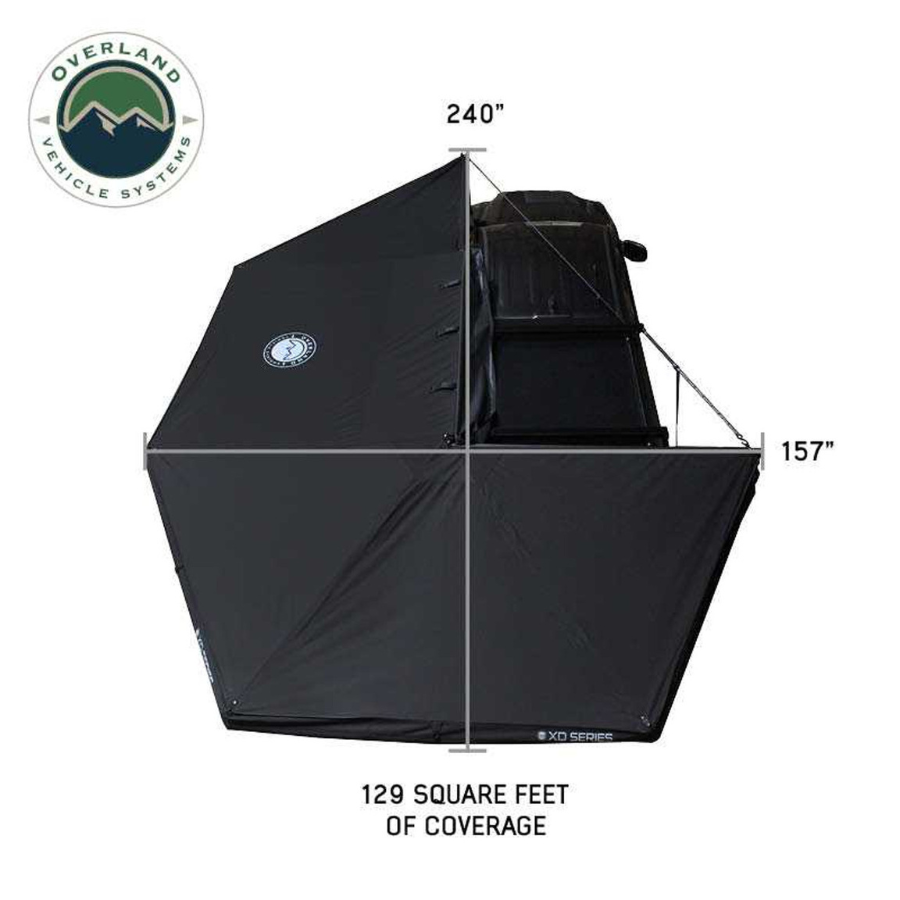 OVS XD Nomadic 270 Degree Awning W/Lights & Black Out - Black Body, Grey Trim & Black Travel Cover dimensions