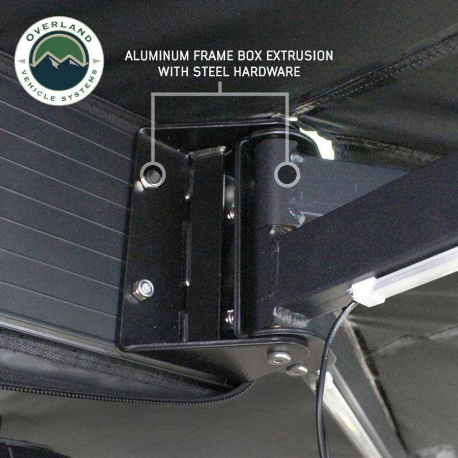 OVS XD Nomadic 270 Degree Awning W/Lights & Black Out - Black Body, Grey Trim & Black Travel Cover aluminum frame with steel hardware 