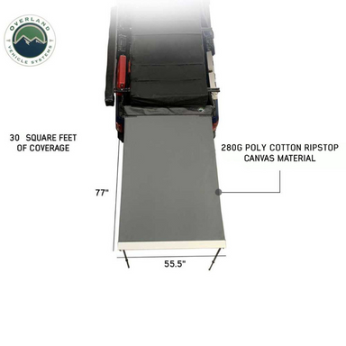 OVS HD Nomadic 4.5' Awning - Grey Body, Green Trim & Black Travel Cover dimensions