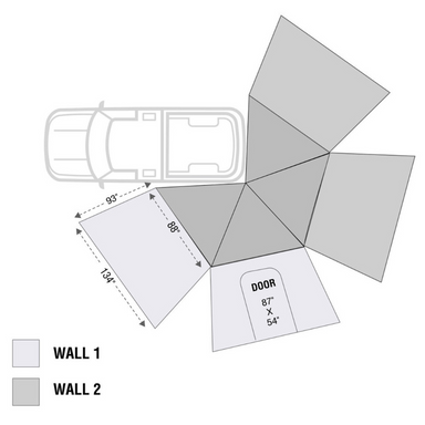 OVS HD Nomadic 270 LT Awning Wall 2 - Driver Side dimensions