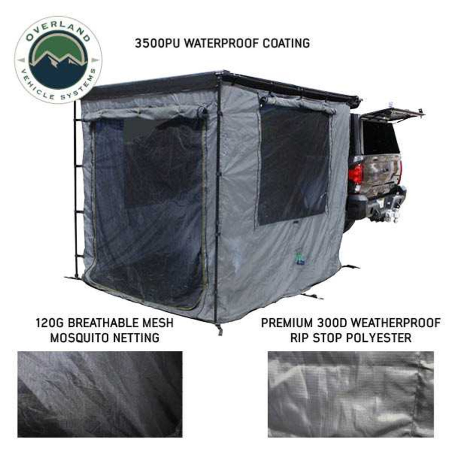 OVS HD Nomadic Awning Room Enclosure, Grey Body, Green Trim (4 Walls & Floor) waterproof coating