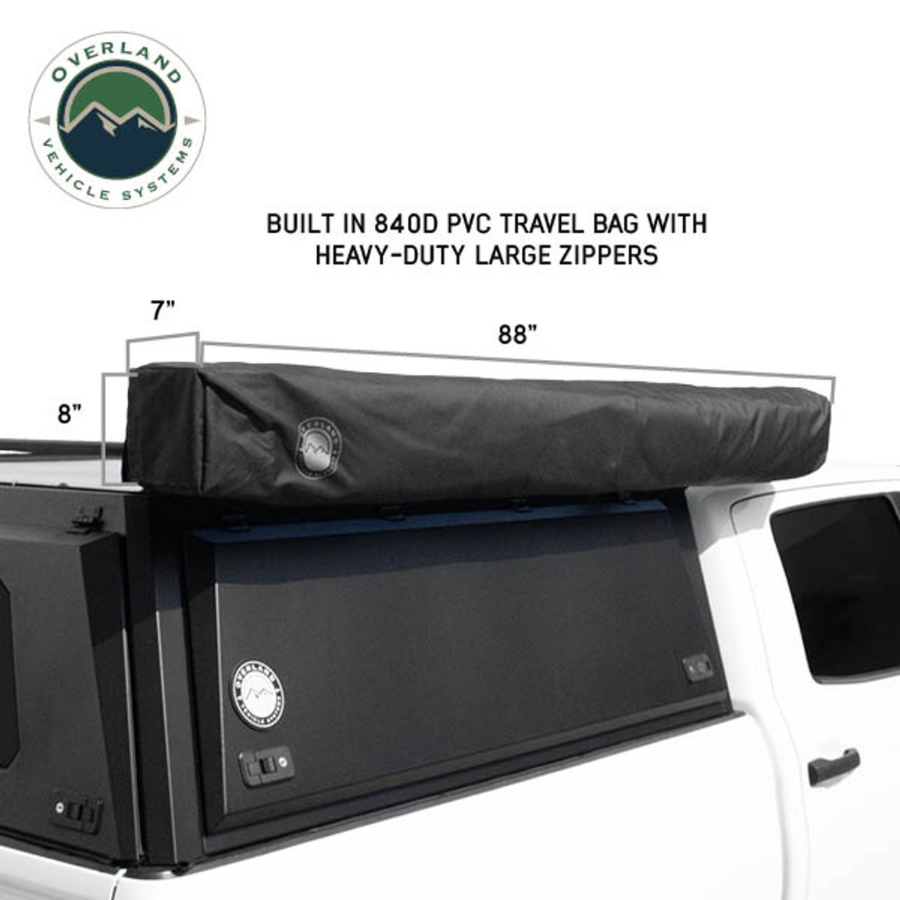 OVS XD Nomadic 270 - Awning W/Lights & Black Out Grey Hex, Black Trim & Black Travel Cover travel cover