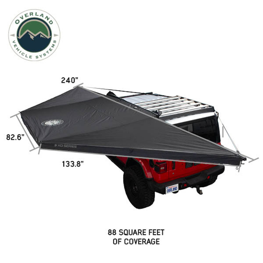 OVS XD Nomadic 180 - Awning, Universal, Black Body, Black Trim W/Black Travel Bag dimensions