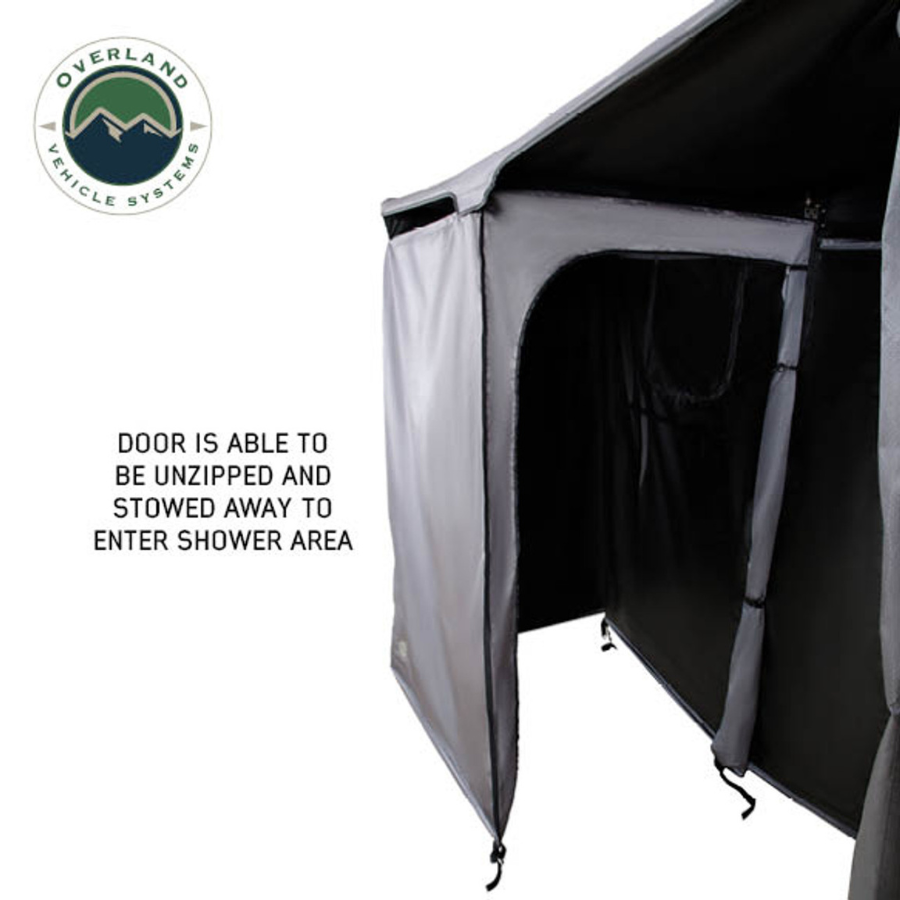 OVS HD Nomadic 2 Person Quick Deploying Car-Side Shower & Privacy Room Combo unzippable door