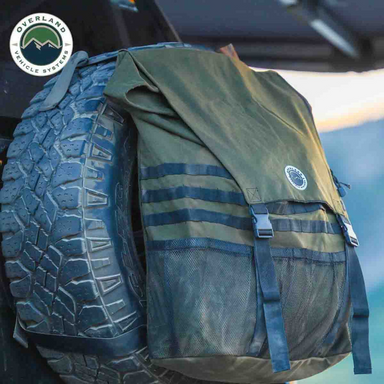 OVS Extra Large Trash Bag Tire Mount - #16 Waxed Canvas Universal on tire