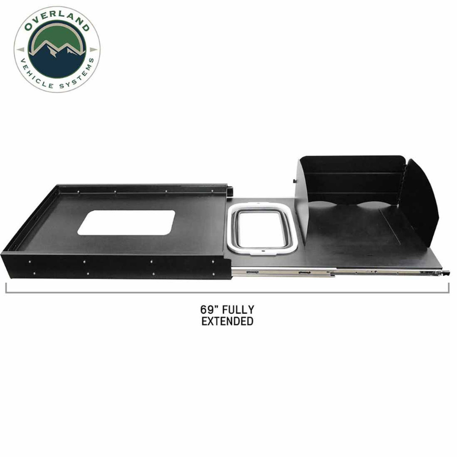 OVS Large Refrigerator Tray and Sink Slide - Black Powder Coat Universal fully extended length