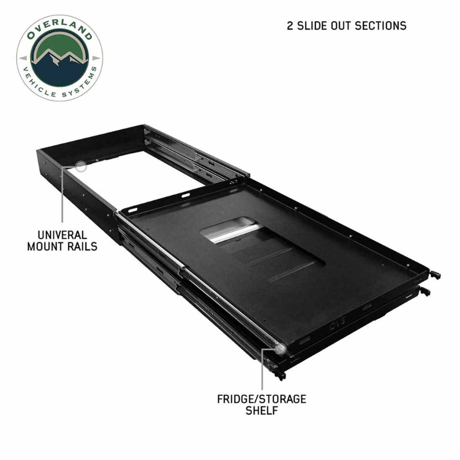 OVS Large Refrigerator Tray and Sink Slide - Black Powder Coat Universal 2 slide out sections