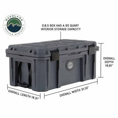 OVS D.B.S. - Dark Grey 95 QT Dry Box With Drain and Bottle Opener dimensions