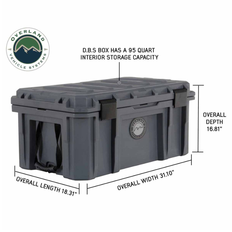 OVS D.B.S. - Dark Grey 95 QT Dry Box With Drain and Bottle Opener dimensions