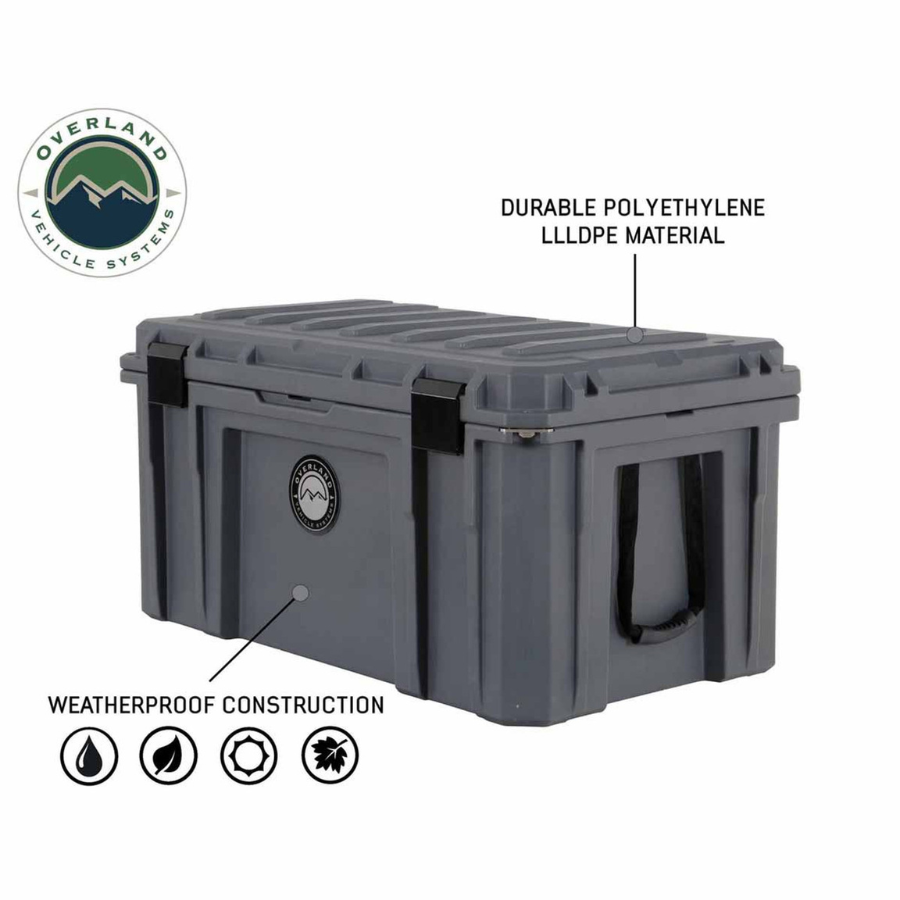 OVS D.B.S. - Dark Grey 169 QT Dry Box with Wheels, Drain, and Bottle Opener LLLDPE construction