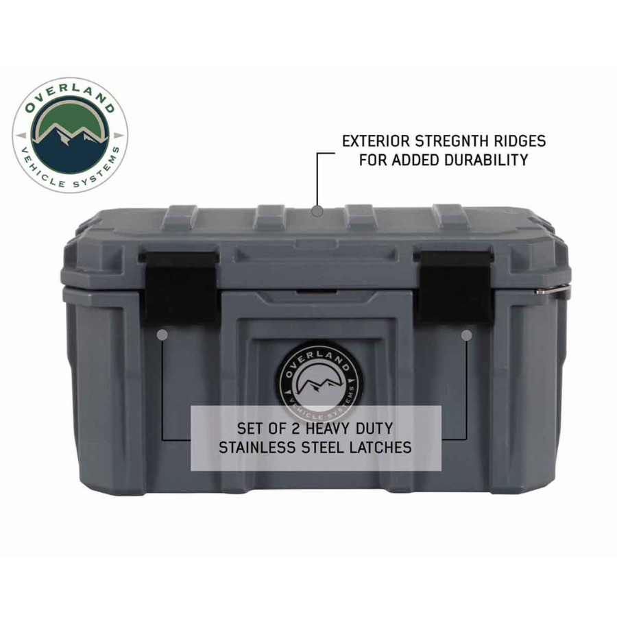 OVS D.B.S. - Dark Grey 53 QT Dry Box with Drain, and Bottle Opener latches