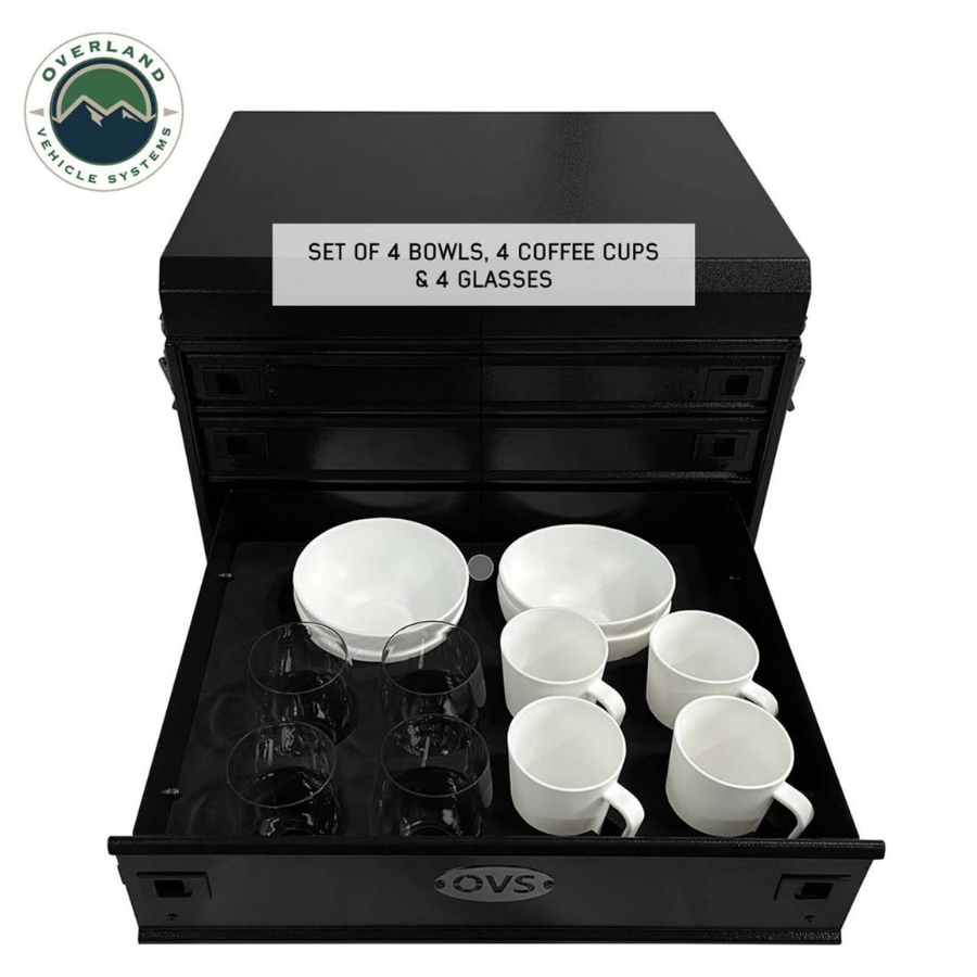 OVS Ultimate 39 Piece Utensil Set - Black Powder Coat Universal set bowls and cups