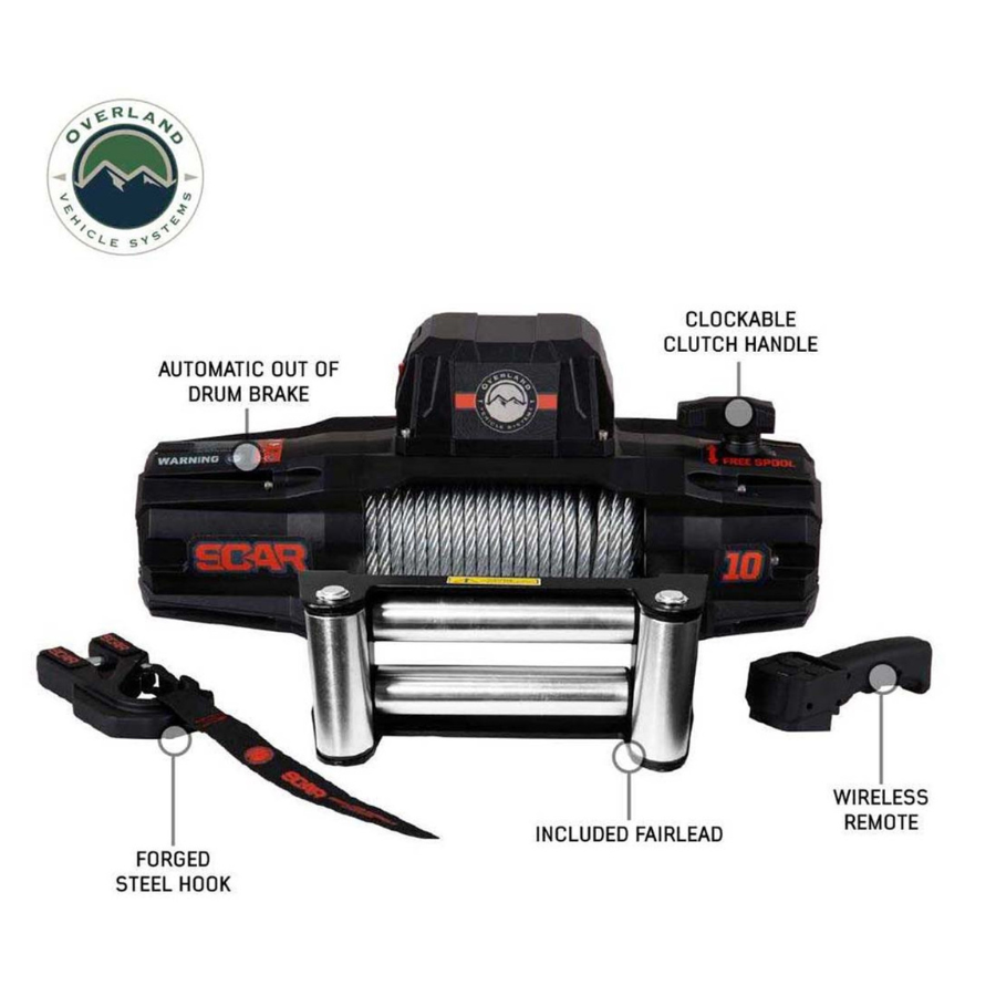 OVS SCAR 10 - 10,000 lbs. Rated Steel Cable Winch features