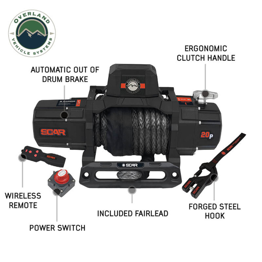 OVS SCAR 20S - 20,000 lbs. Rated Synthetic Rope Winch features