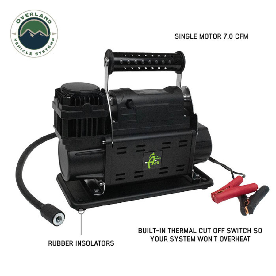 OVS EGOI Portable Single/Dual Motor Digital Air Compressor System With Control Panel, Storage Bag, Hose & Attachments info