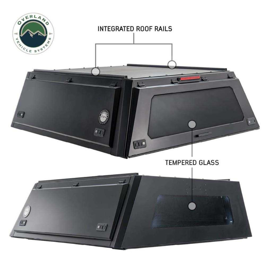 OVS Expedition - Truck Cap W/Full Wing Doors, Front and Rear Windows & 3rd Brake Light integrated roof rails and tempered glass