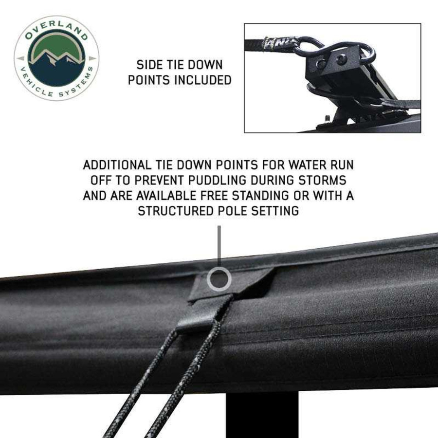 OVS XD Nomadic 270 Degree Awning & Wall Kit Combo - Lights, Black Out, Black Body , Trim, and Travel Cover tie down points