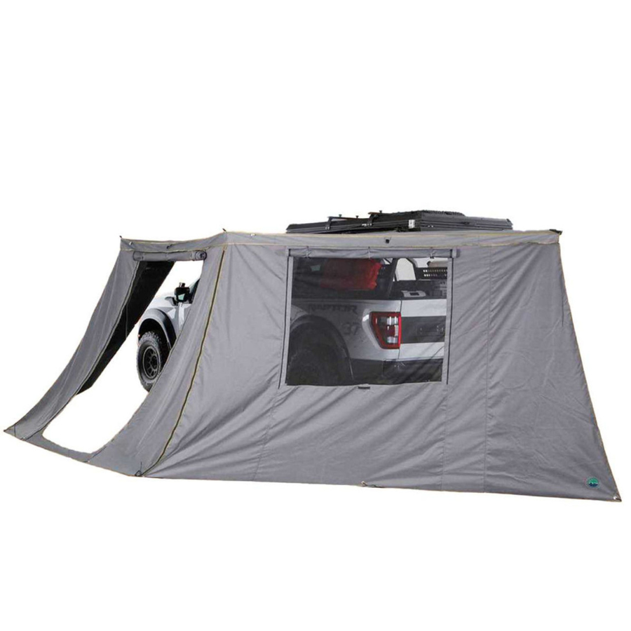 OVS HD Nomadic 180 Degree Awning Side Wall with Window - Dark Gray With Storage Bag