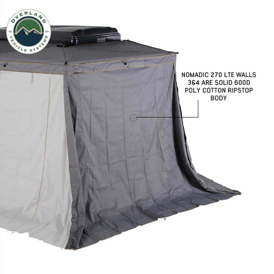 OVS HD Nomadic 270 LTE Awning Walls 3 & 4 - Driver Side 600D poly cotton ripstop body