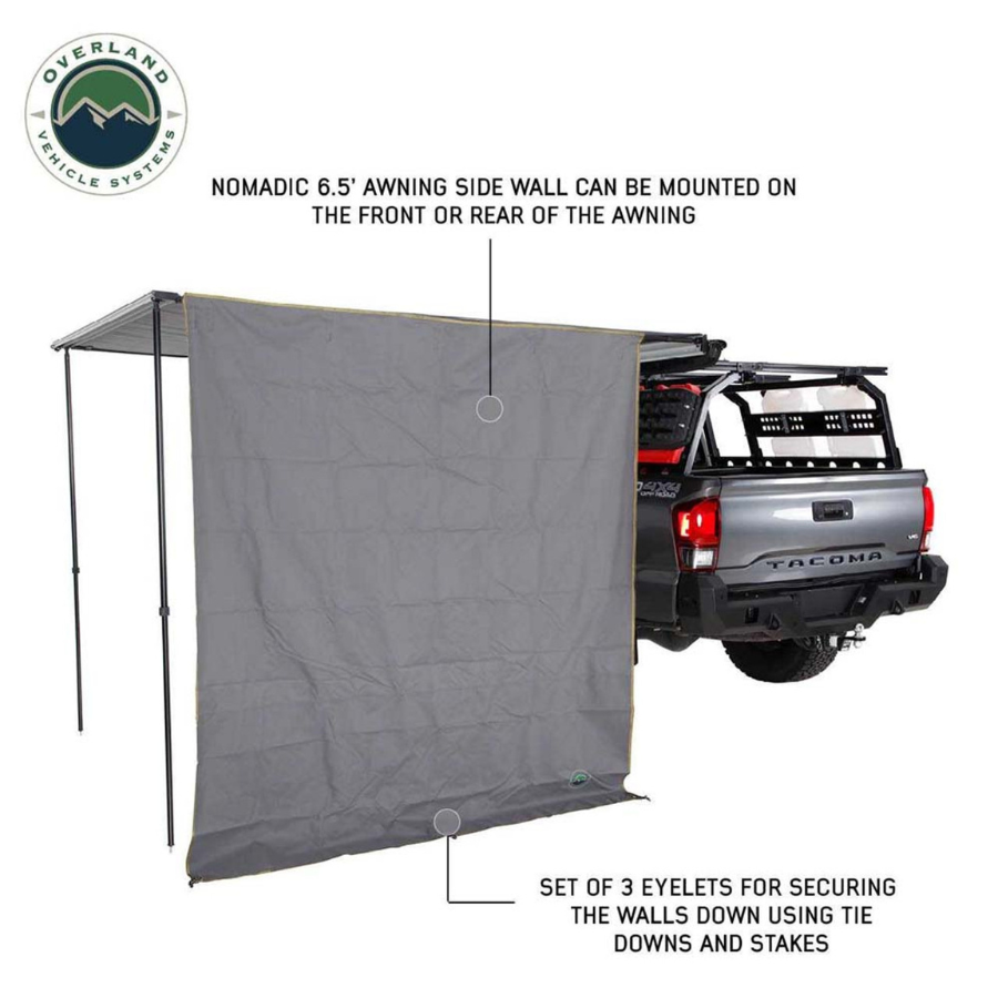 OVS HD Nomadic 6.5’ Awning Side Shade Wall can be mounted on front or rear of awning