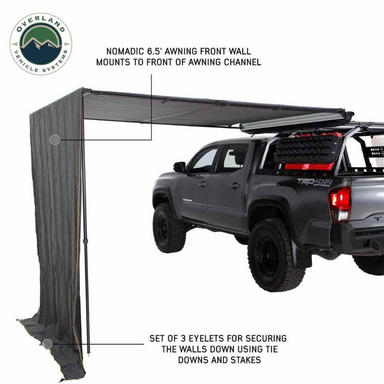 OVS HD Nomadic 6.5’ Awning Shade Wall mounted to front