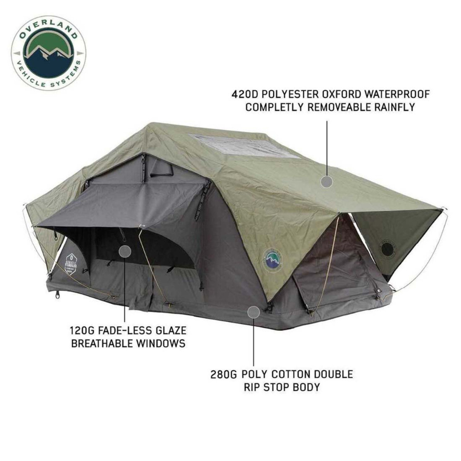 OVS HD Nomadic 3 Standard Soft Shell Roof Top Tent, Grey Body & Green Rainfly 