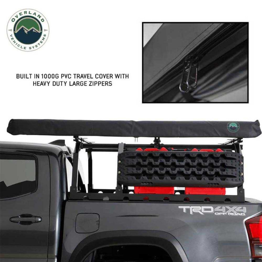 OVS HD Nomadic 2.0 - 6.5' Awning - Grey Body, Green Trim & Black Travel Cover travel cover