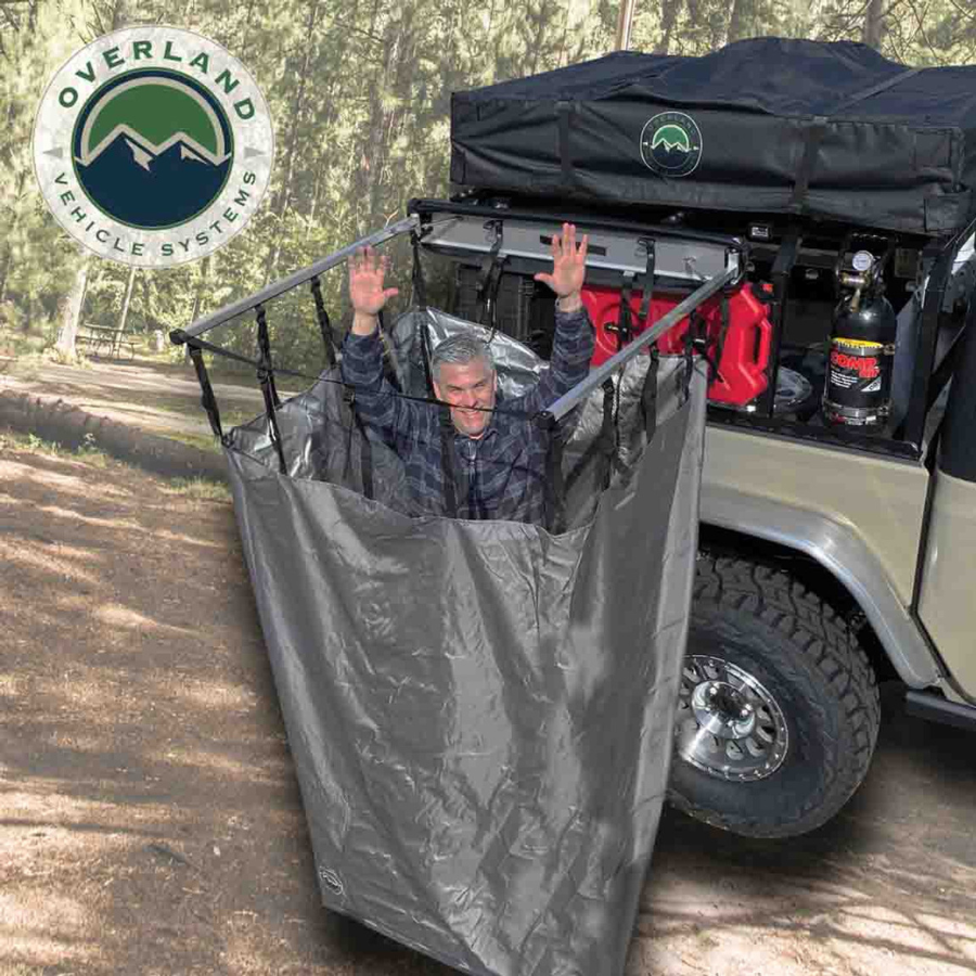 OVS HD Nomadic Car-Side Shower Room person in tent