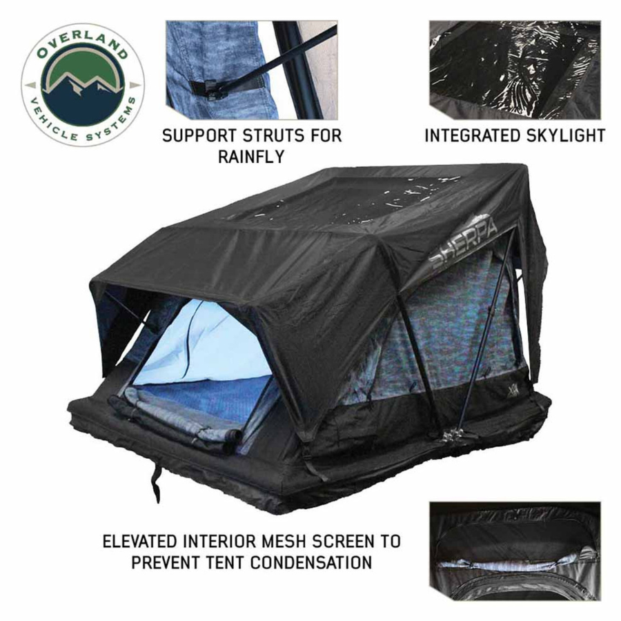 OVS XD Sherpa Hybrid Soft Shell Roof Top Tent, Blue Body & Black Rainfly mesh screen and rainfly