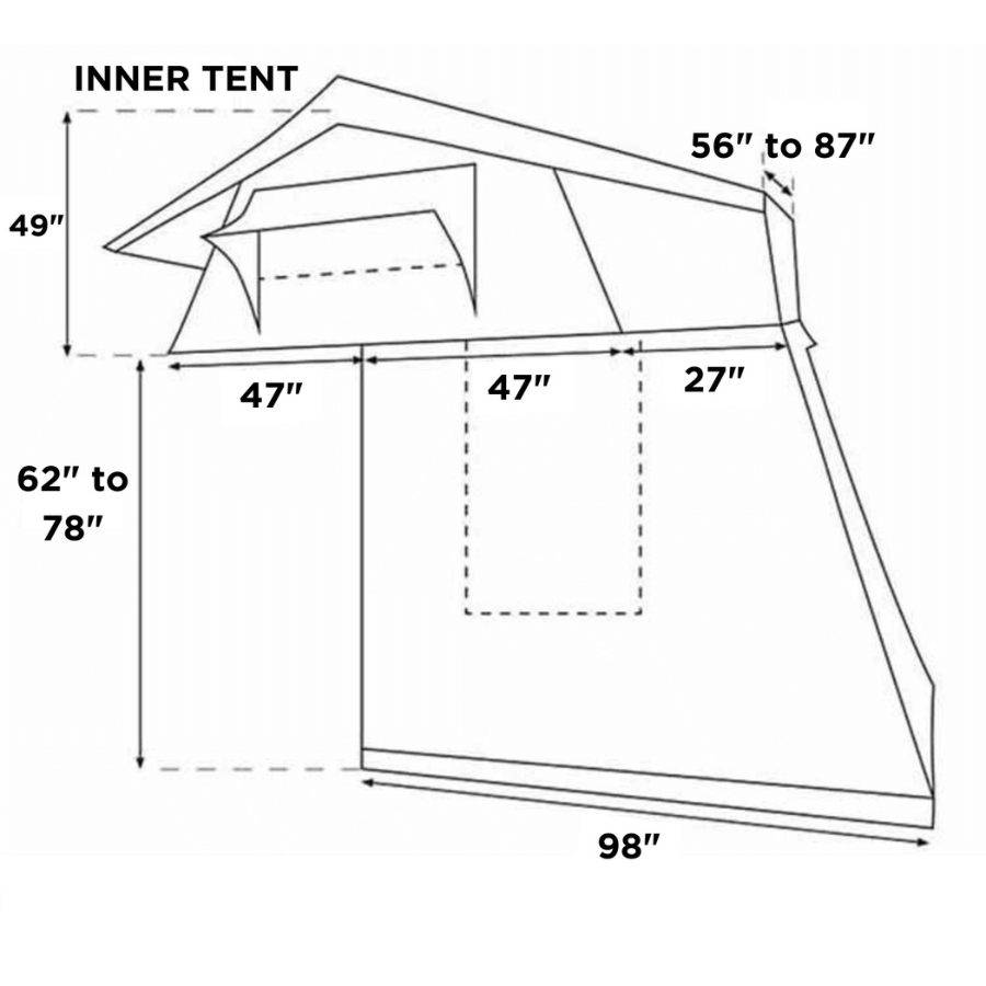 23ZERO Annexes for Walkabout™ Roof-Top Tent dimensions