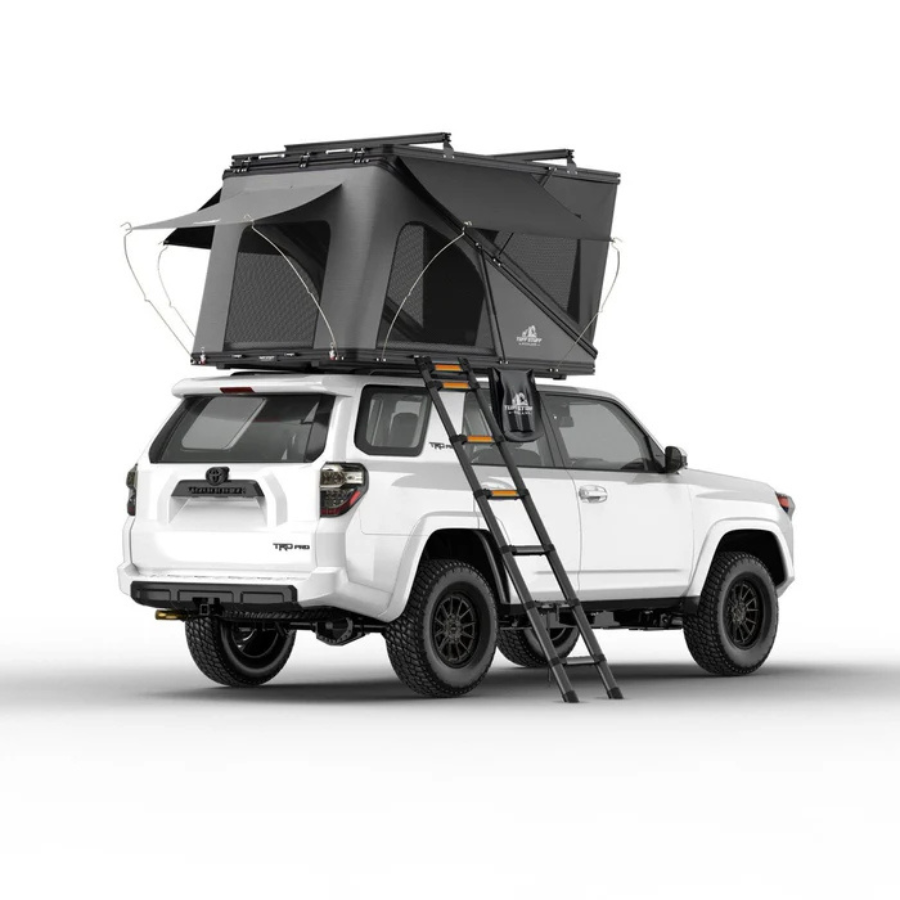 Tuff Stuff Overland Alpine 51 Hardshell Rooftop Tent, Aluminum, 2 Person, Black left rear view