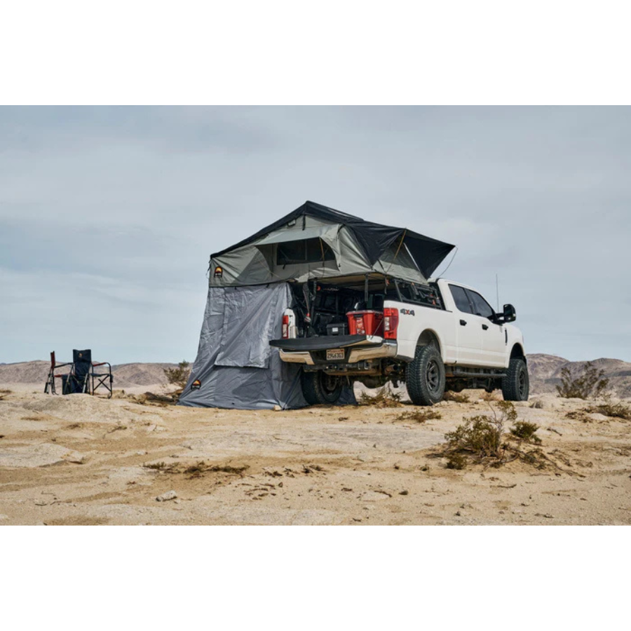 Body Armor 4x4 Sky Ridge Pike 2 Roof Top Tent rear right view with annex