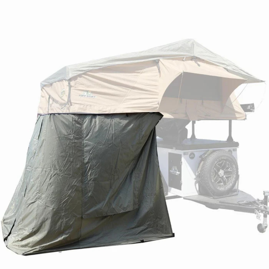 Tuff Stuff Overland Elite Rooftop Tent Includes Annex Room, 4-5 Person, Tan annex