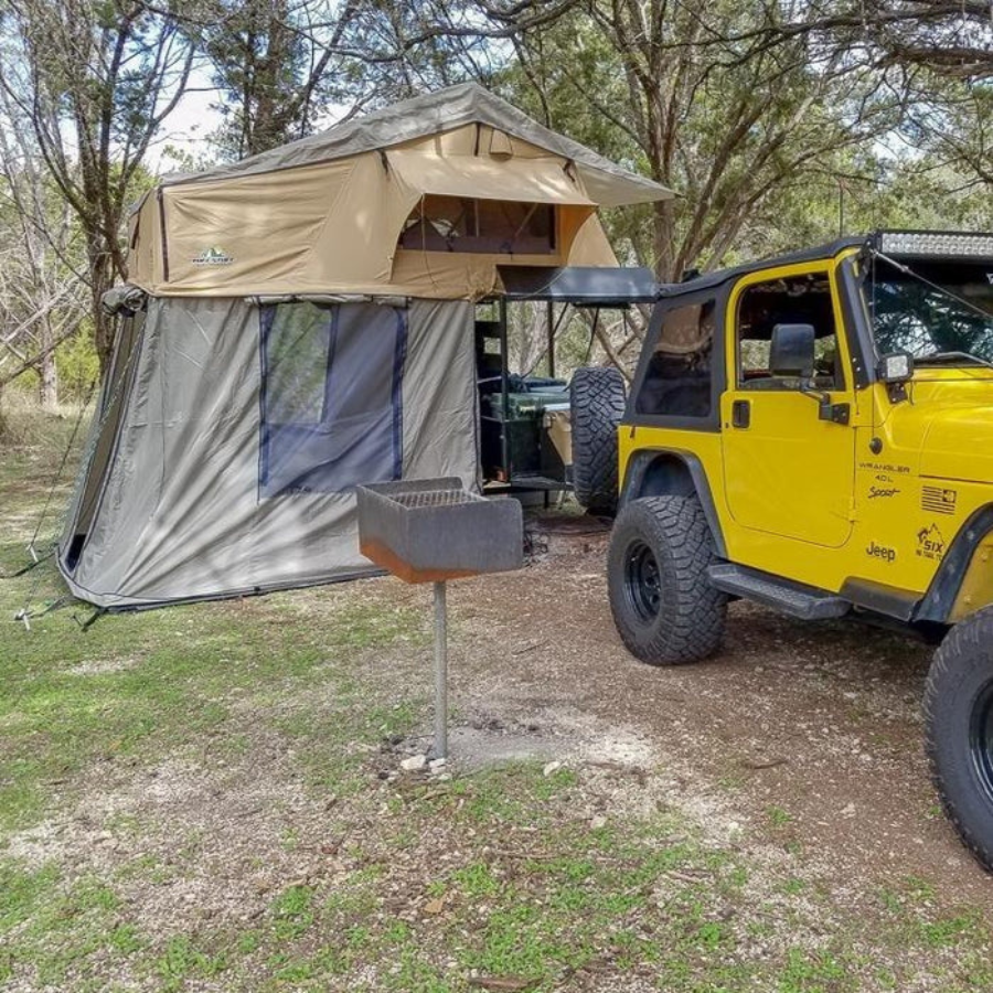 Tuff Stuff Overland Elite Rooftop Tent Includes Annex Room, 4-5 Person, Tan annex