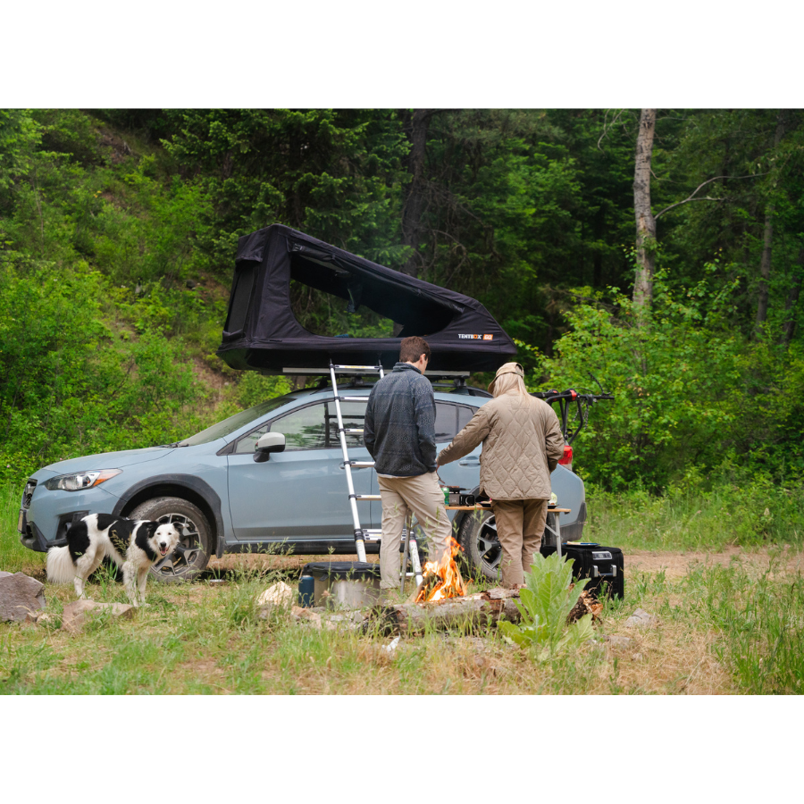 TentBox GO Rooftop Tent behind camp fire