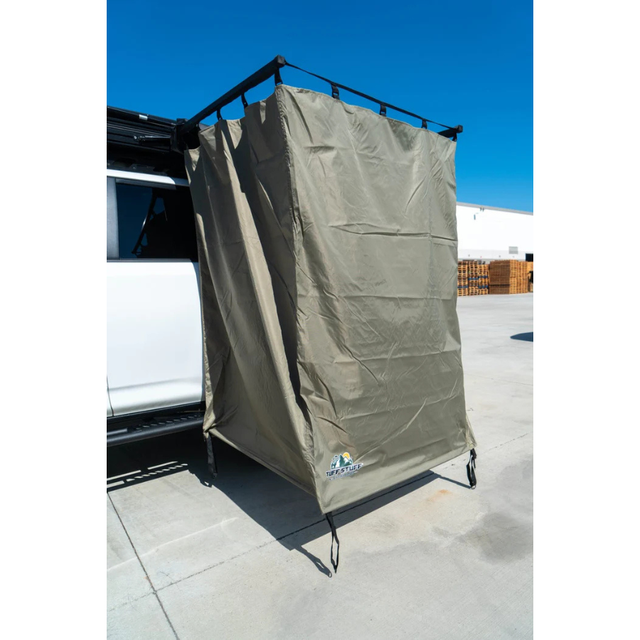 Tuff Stuff Overland Mounted Shower Tent Enclosure, 42x42 Inches front corner view