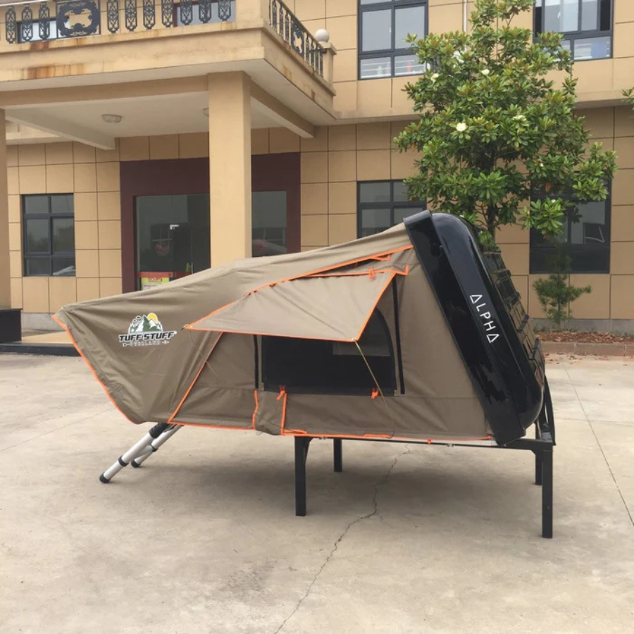 Tuff Stuff Overland Alpha II Hardshell Rooftop Tent, ABS, 2 Person, Black right view off vehicle