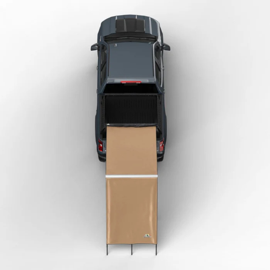 Tuff Stuff Overland Truck or Car Awning Shade Wall, 4.5x6 Feet, Poly-Cotton Ripstop Fabric, Tan top view