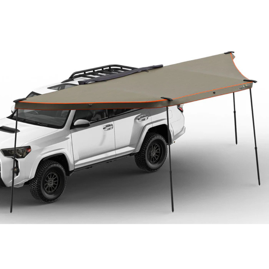 Tuff Stuff Overland 180 Degree Awning, XL, Driver or Passenger Side, C-Channel Aluminum, Olive front left view