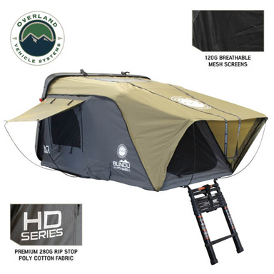 OVS HD Bundu Cantilever Hard Shell Roof Top Tent, Grey Body & Green Rainfly