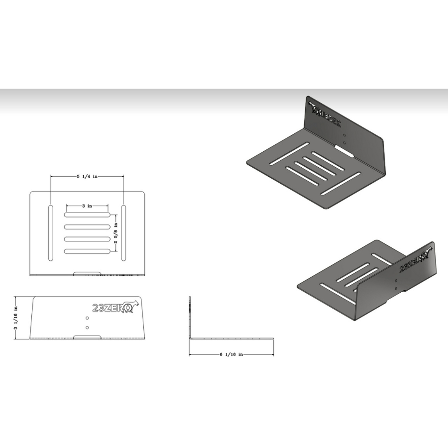 23ZERO 102L Overland Gear Box Mounting Bracket dimensions