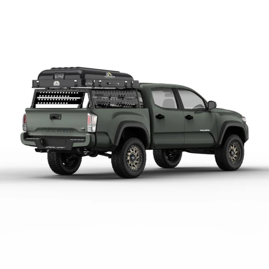 Tuff Stuff Overland Alpha II Hardshell Rooftop Tent, ABS, 2 Person, Black closed tent rear left profile view