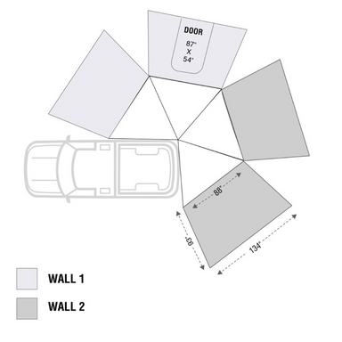 OVS HD Nomadic 270 LT Awning Wall 2 - Passenger Side dimensions 