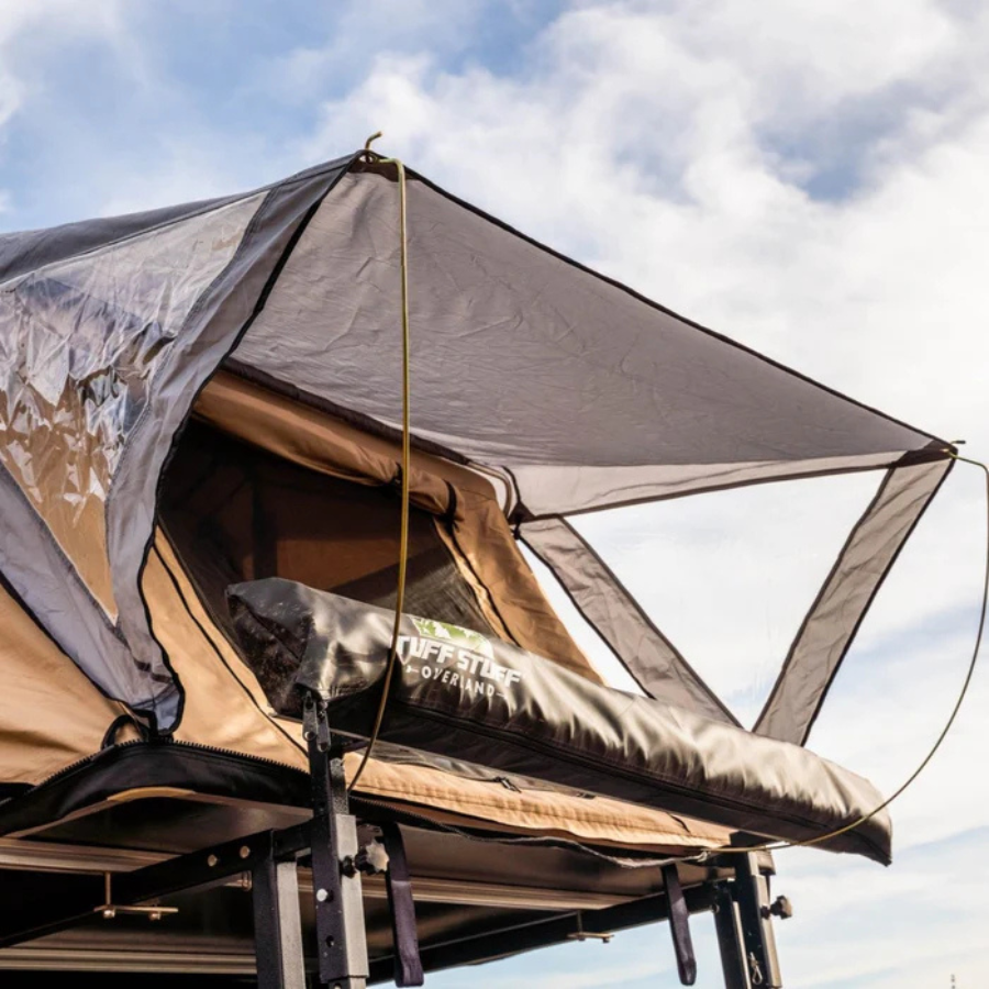 Tuff Stuff Overland Trailhead Rooftop Tent, 2 Person, Tan front opening