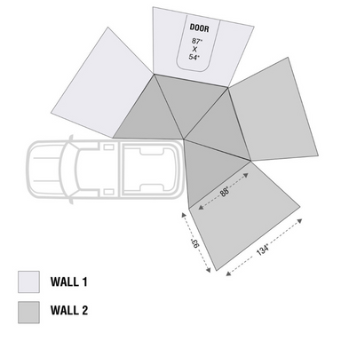 OVS HD Nomadic 270 LT Awning Wall 1 - Passenger Side dimensions