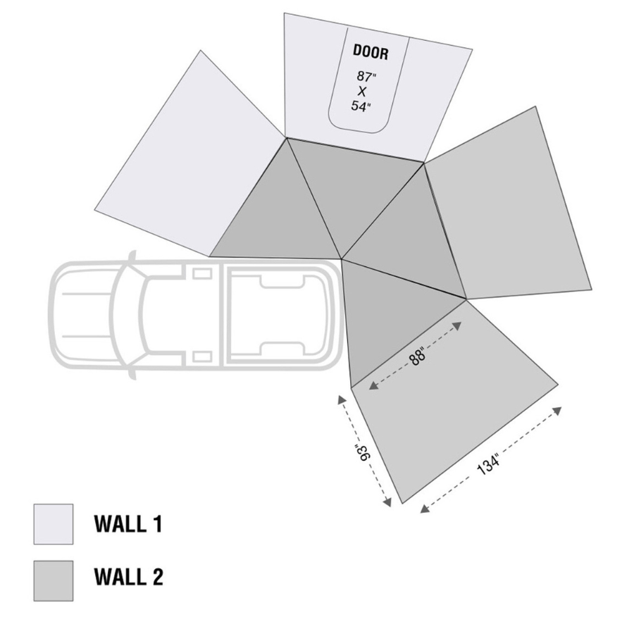 OVS HD Nomadic 270 LT Awning Wall 1 - Passenger Side dimensions