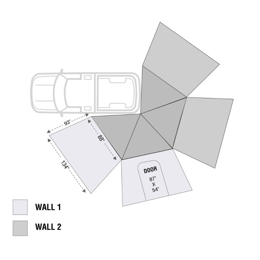 OVS HD Nomadic 270 LT Awning Wall 1 - Driver Side dimensions