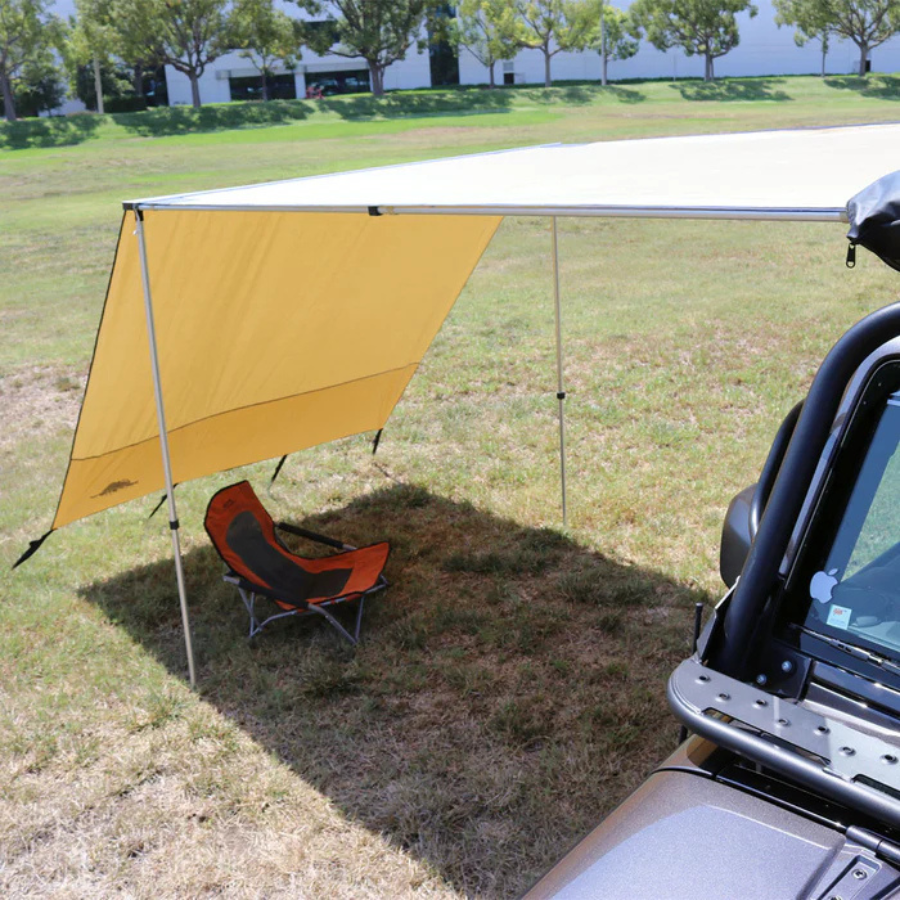 Tuff Stuff Overland Truck or Car Awning Shade Wall, 6.5x8 Feet, Poly-Cotton Ripstop back left view 