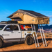 Tuff Stuff Overland Elite Rooftop Tent Includes Annex Room, 4-5 Person, Tan front left view